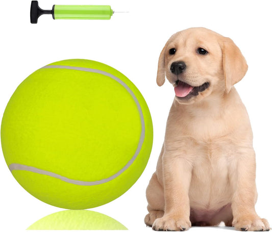 Big Tennis Ball for Dogs-9.5" Inflatable Giant Tennis Balls Large Pet Toys for Outdoor/Indoor Sports Oversize Dog Toy Ball for Small/Medium/Large Dogs Funny Gifts