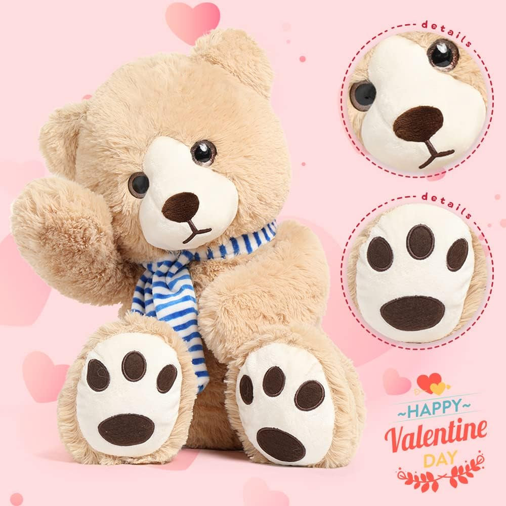 24 Inch Teddy Bear Stuffed Animal, Big Teddy Bear Plush Toys with Scarf, Cute Brown Teddy Bear for Girlfriend Kids