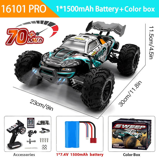 70KM/H or 50KM/H 4WD RC Car with LED Remote Control Cars High Speed Drift Monster 4X4 Truck for Kids Vs  144001 Toys