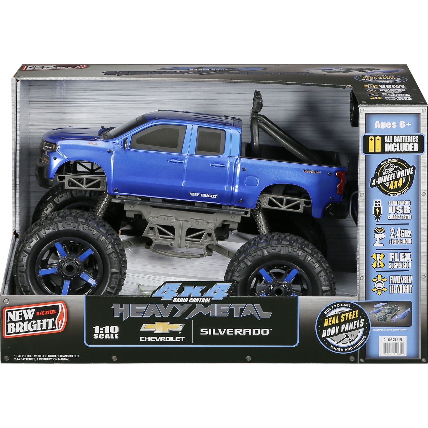 Battery Remote Control Chevrolet Silverado Heavy Metal 4X4 Truck 21062U-B Blue