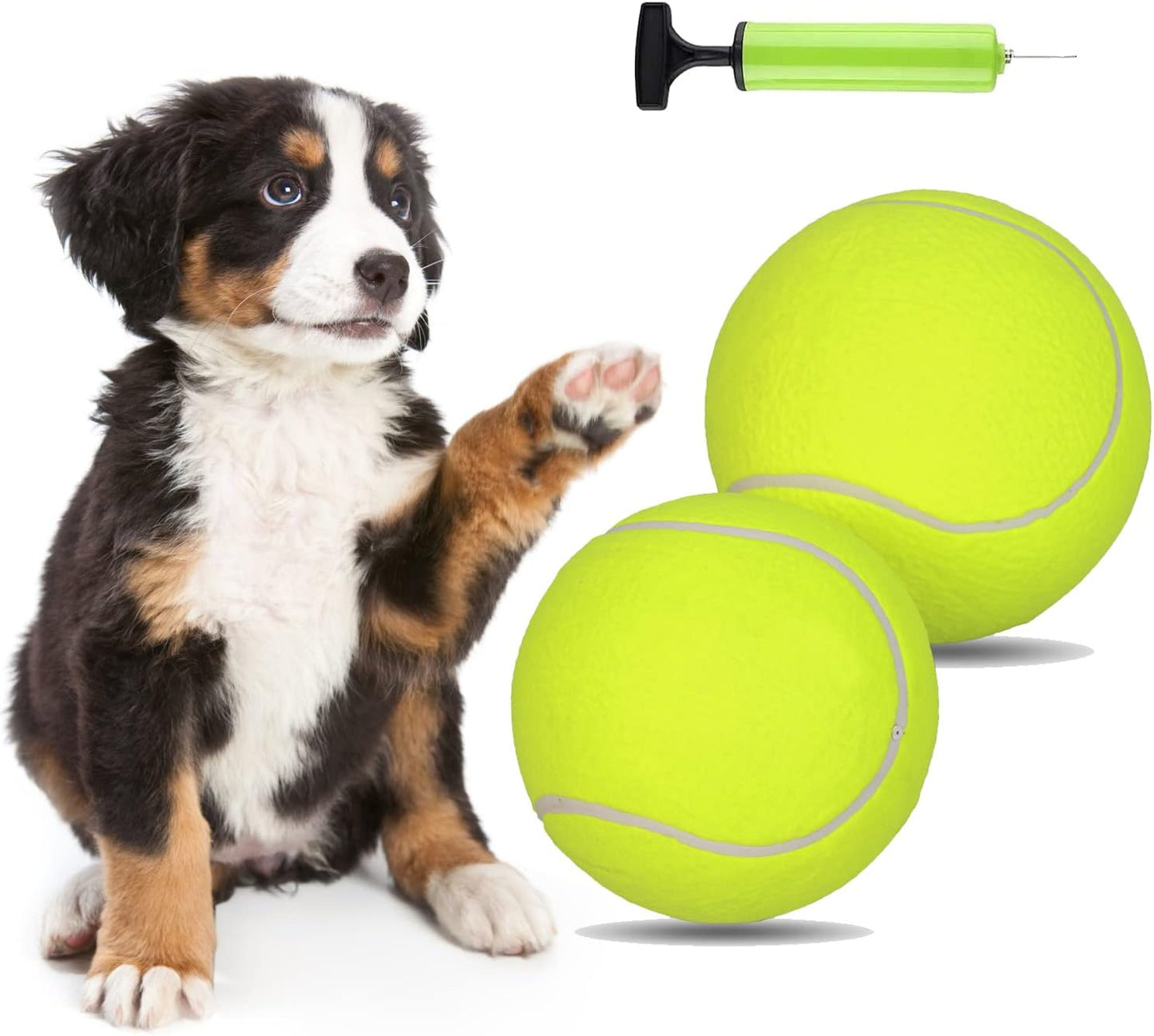 Big Tennis Ball for Dogs-9.5" Inflatable Giant Tennis Balls Large Pet Toys for Outdoor/Indoor Sports Oversize Dog Toy Ball for Small/Medium/Large Dogs Funny Gifts