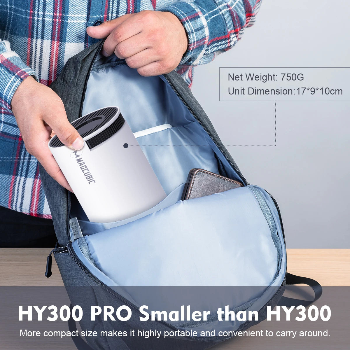 HY300 Pro 4K Portable Projector with Android 11, Dual WiFi, 260 ANSI Lumens, 180° Flexibility, and Bluetooth 5.0