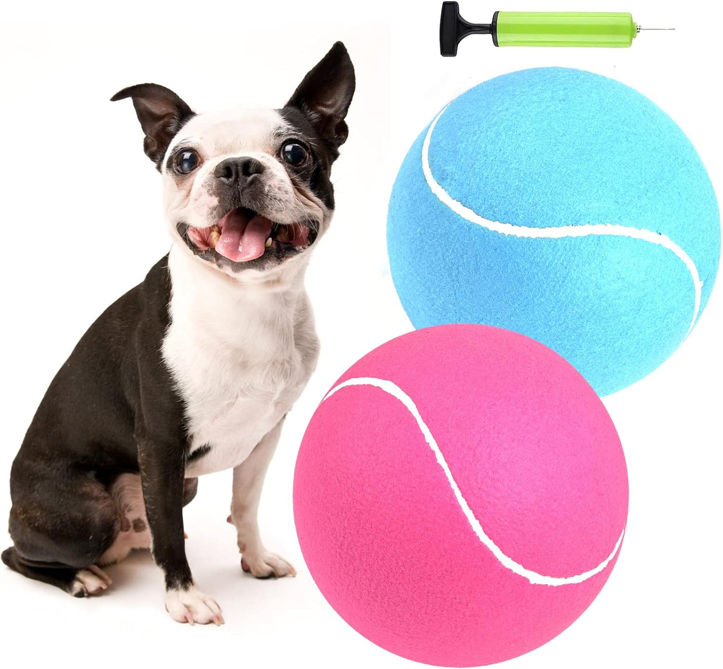 Big Tennis Ball for Dogs-9.5" Inflatable Giant Tennis Balls Large Pet Toys for Outdoor/Indoor Sports Oversize Dog Toy Ball for Small/Medium/Large Dogs Funny Gifts