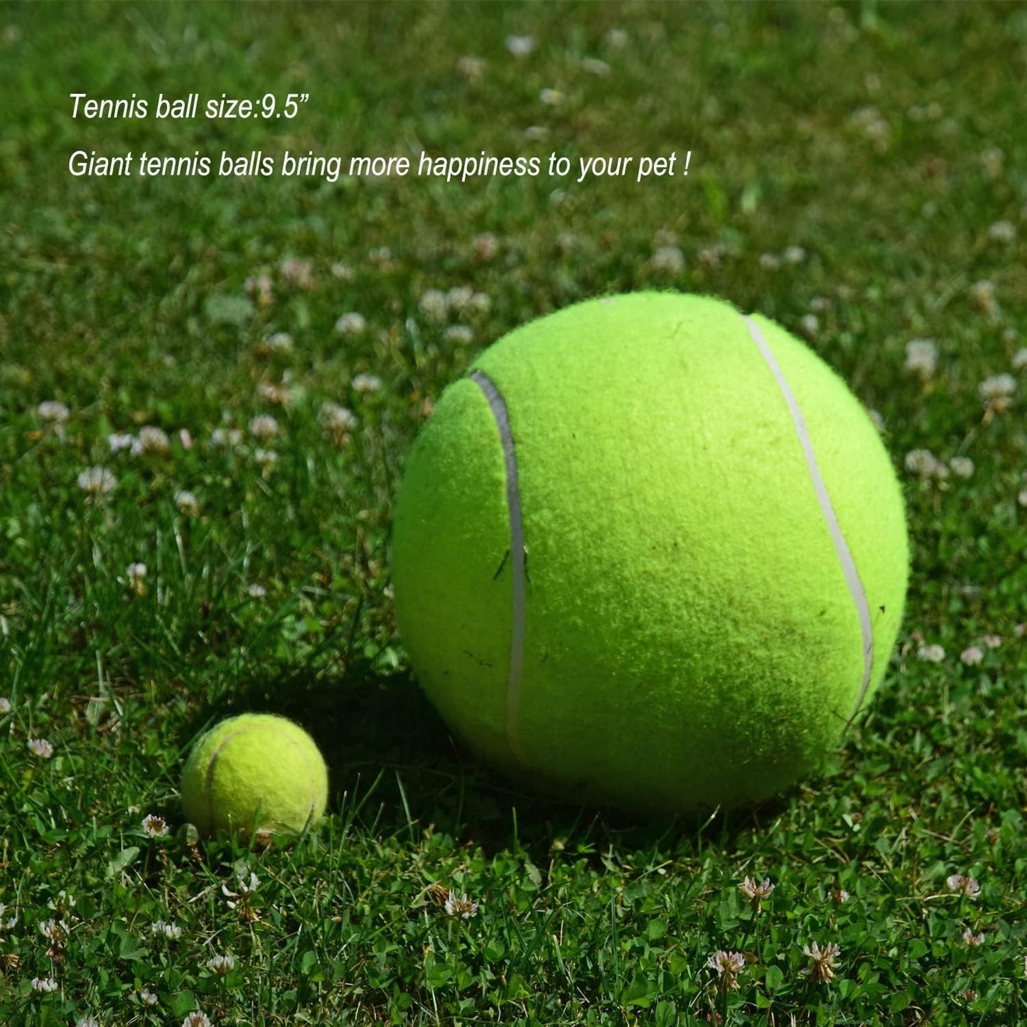 Big Tennis Ball for Dogs-9.5" Inflatable Giant Tennis Balls Large Pet Toys for Outdoor/Indoor Sports Oversize Dog Toy Ball for Small/Medium/Large Dogs Funny Gifts