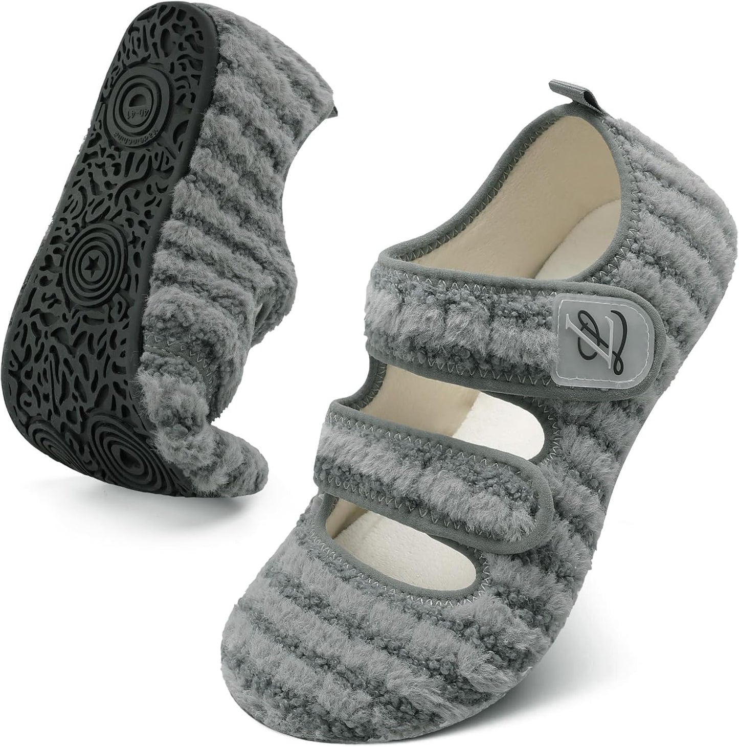 Womens Mens Slippers Soft House Slippers Warm Fuzzy House Shoes Slipper Socks with Rubber Sole