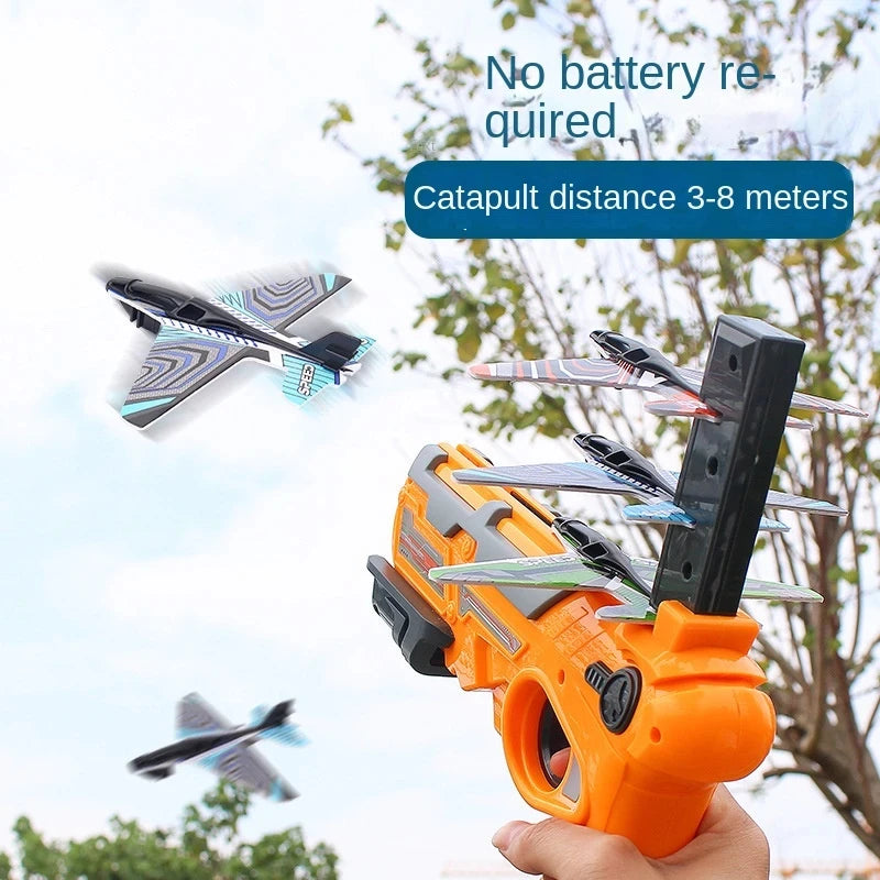 Children'S Toy for Boys 3 to 5 Years Ejection Aircraft Shooting Game Outdoor Parent-Child Sport Toys Kids Aircraft Set Plane Toy