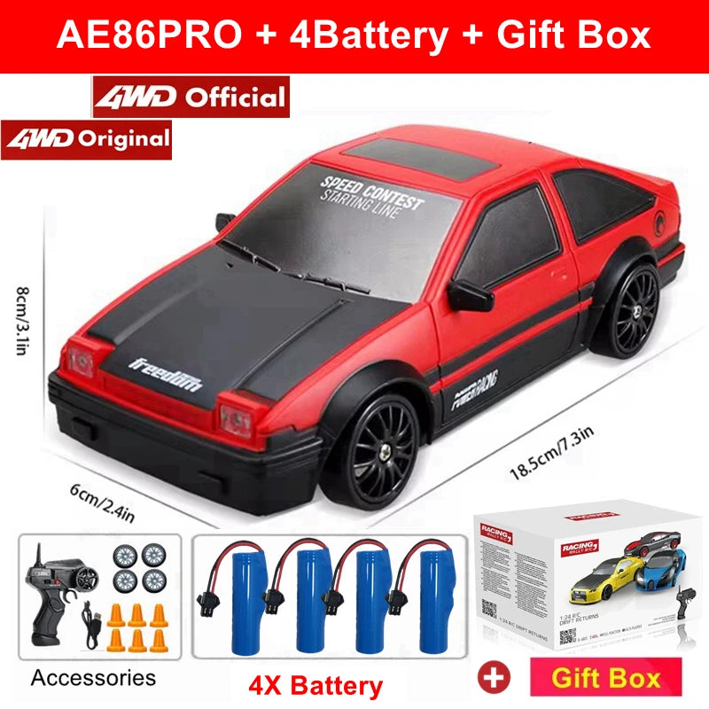 RC Drift Car Remote Control GTRPRO AE86PRO Model 4X4 Racing RTR Radio Truck Vehicle Toy Gift for Boy Girl Children Kid Adult