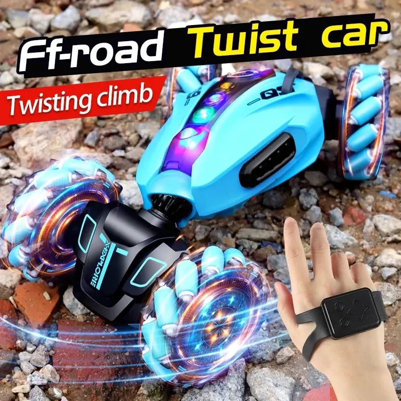 4WD RC Drift Car with Music Led Lights 2.4G Gesture Radio Remote Control Spray Stunt Car 360° Rotating Climbing Car Toys Gift