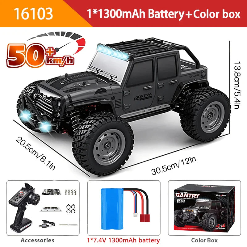 70KM/H or 50KM/H 4WD RC Car with LED Remote Control Cars High Speed Drift Monster 4X4 Truck for Kids Vs  144001 Toys