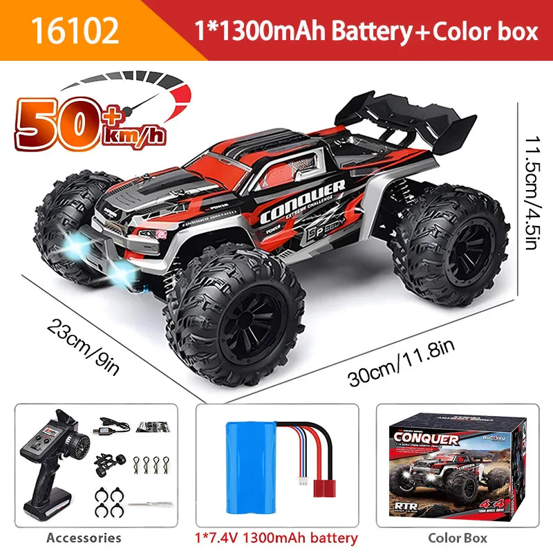 70KM/H or 50KM/H 4WD RC Car with LED Remote Control Cars High Speed Drift Monster 4X4 Truck for Kids Vs  144001 Toys