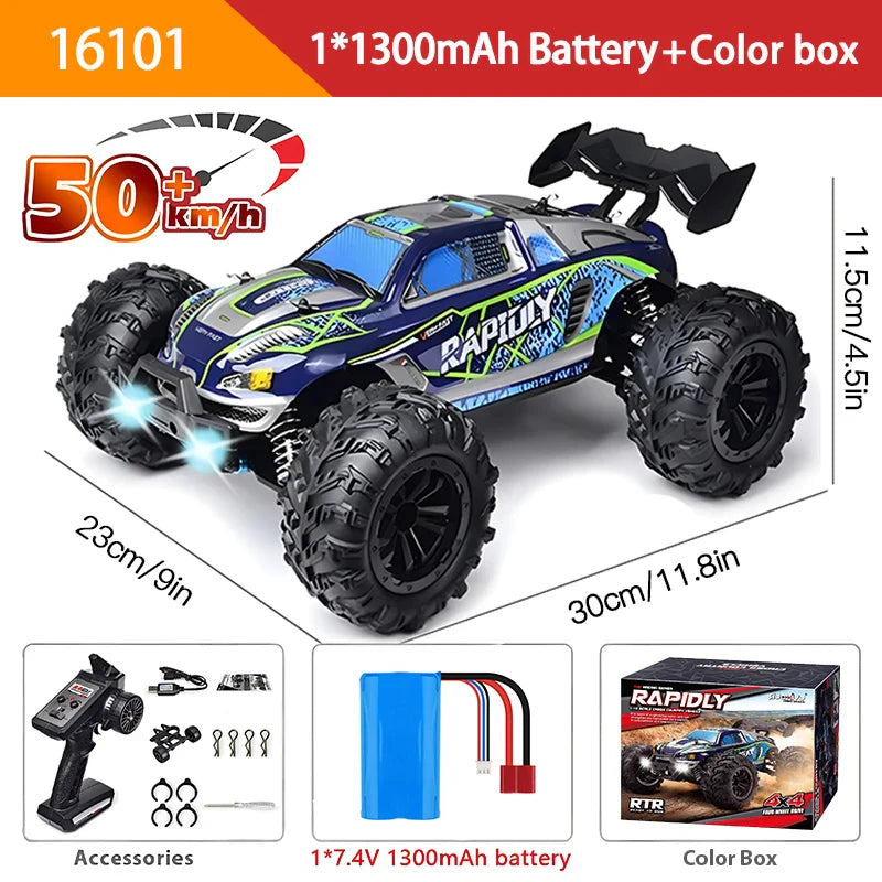 70KM/H or 50KM/H 4WD RC Car with LED Remote Control Cars High Speed Drift Monster 4X4 Truck for Kids Vs  144001 Toys