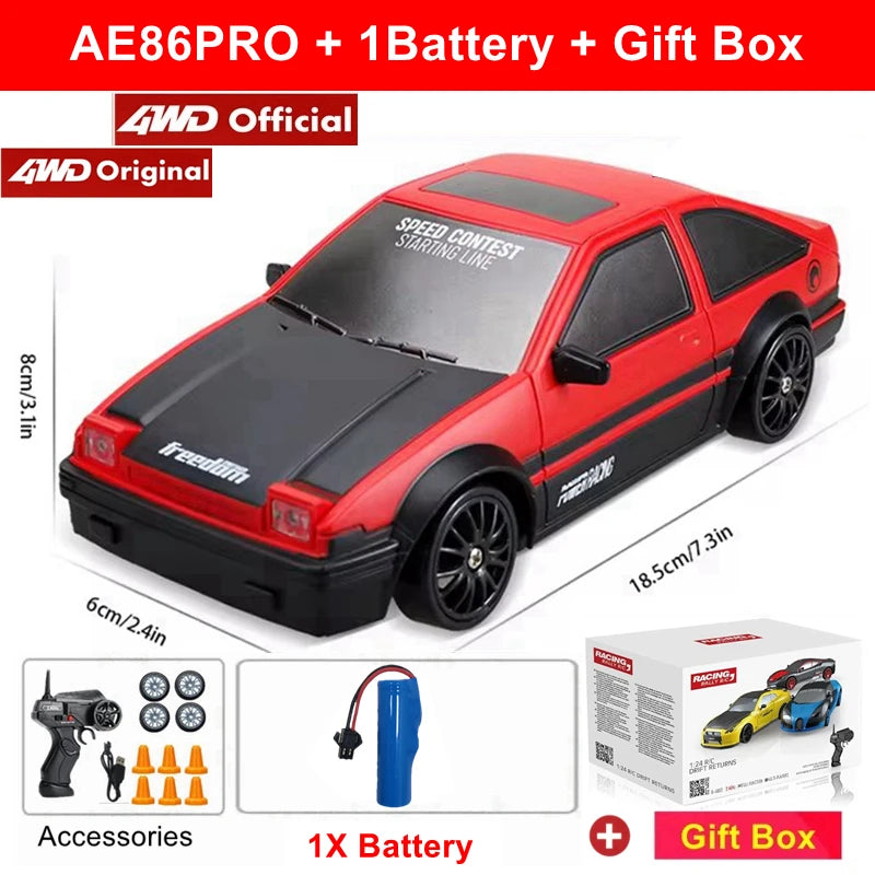 RC Drift Car Remote Control GTRPRO AE86PRO Model 4X4 Racing RTR Radio Truck Vehicle Toy Gift for Boy Girl Children Kid Adult