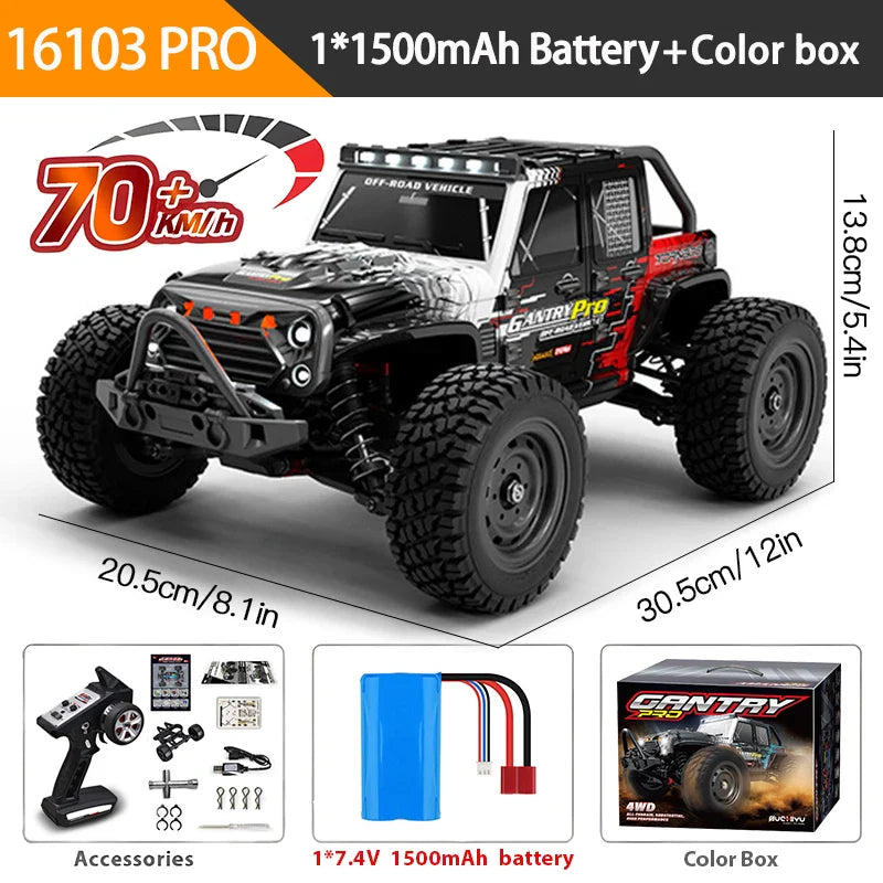 70KM/H or 50KM/H 4WD RC Car with LED Remote Control Cars High Speed Drift Monster 4X4 Truck for Kids Vs  144001 Toys