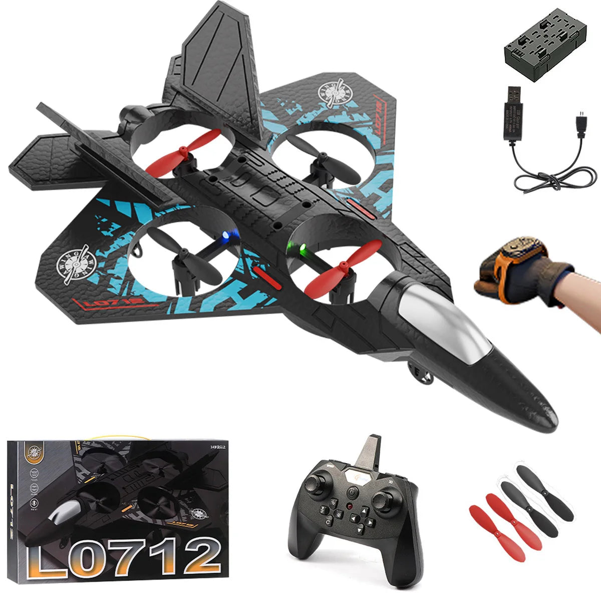 AIR FORCE FIGHTER1 Airplane With 2.4G Remote Control Aircraft Gravity Sensing Aircraft Glider with Light EPP 