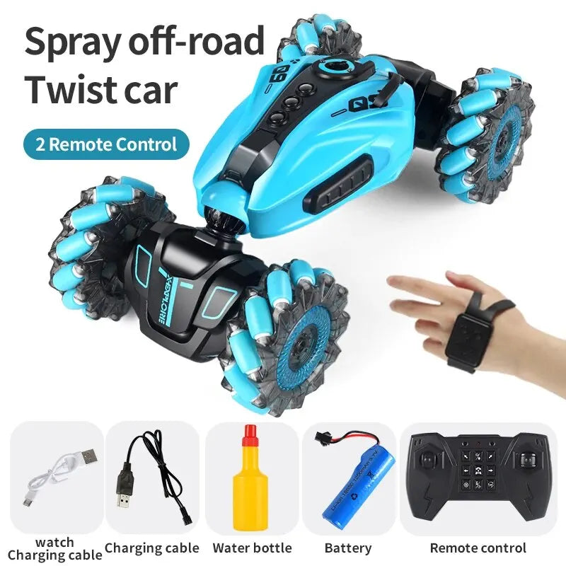 4WD RC Drift Car with Music Led Lights 2.4G Gesture Radio Remote Control Spray Stunt Car 360° Rotating Climbing Car Toys Gift