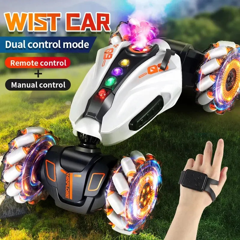 4WD RC Drift Car with Music Led Lights 2.4G Gesture Radio Remote Control Spray Stunt Car 360° Rotating Climbing Car Toys Gift