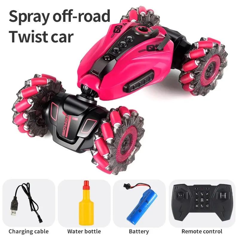 4WD RC Drift Car with Music Led Lights 2.4G Gesture Radio Remote Control Spray Stunt Car 360° Rotating Climbing Car Toys Gift