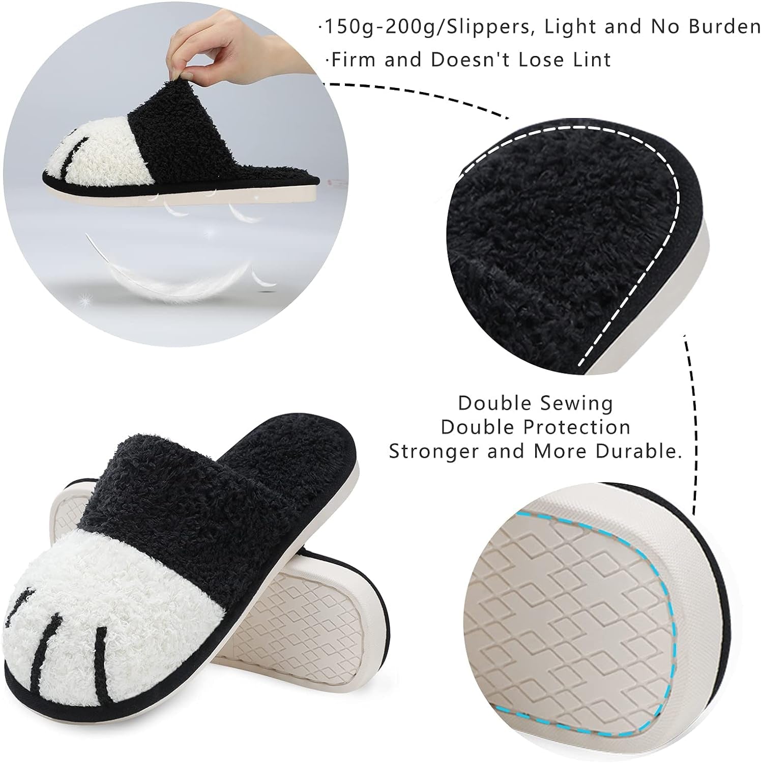 Cute Animal Slippers for Women Indoor Outdoor Memory Foam House Slippers Soft Warm Cozy Fuzzy Bedroom Non-Slip Shoes Christmas Gift Ladies Slippers