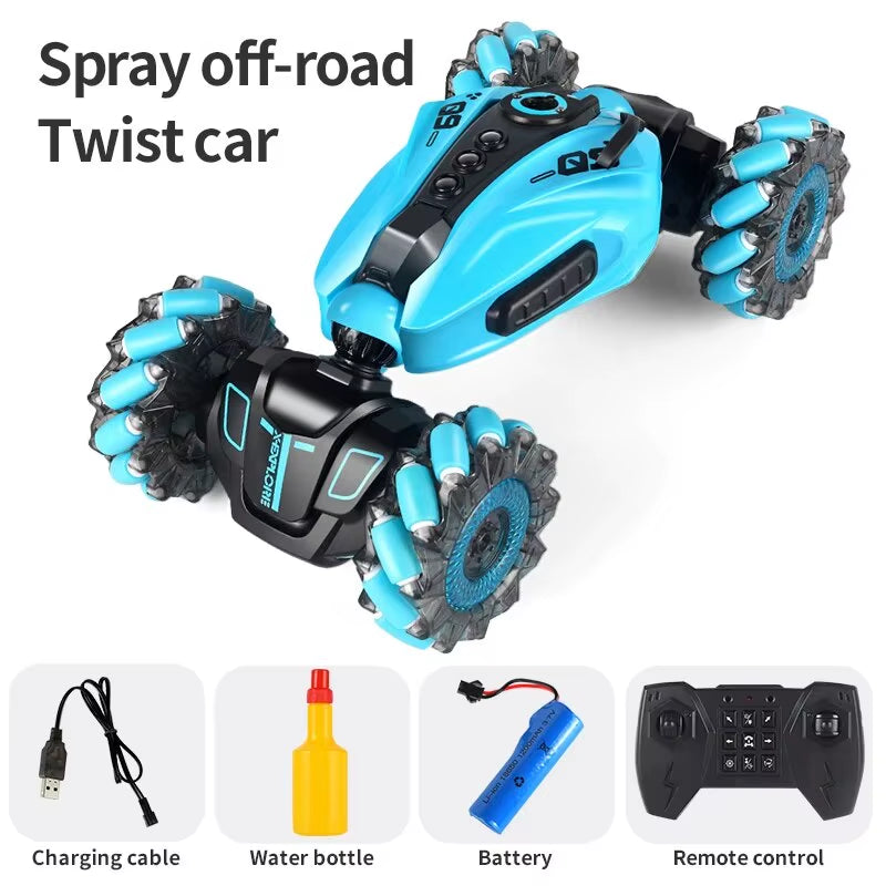 4WD RC Drift Car with Music Led Lights 2.4G Gesture Radio Remote Control Spray Stunt Car 360° Rotating Climbing Car Toys Gift