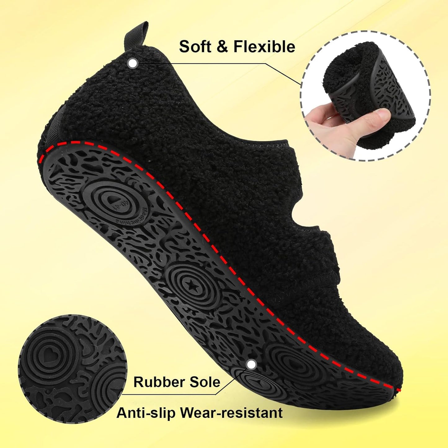 Womens Mens Slippers Soft House Slippers Warm Fuzzy House Shoes Slipper Socks with Rubber Sole