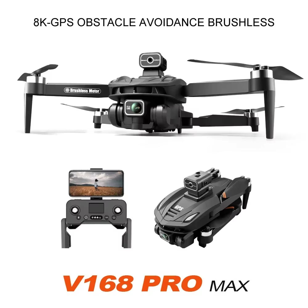 New V168 Drone Professinal Three Camera 8K Wide Angle Optical GPS Localization Four-Way Obstacle Avoidance Quadcopter for XIAOMI